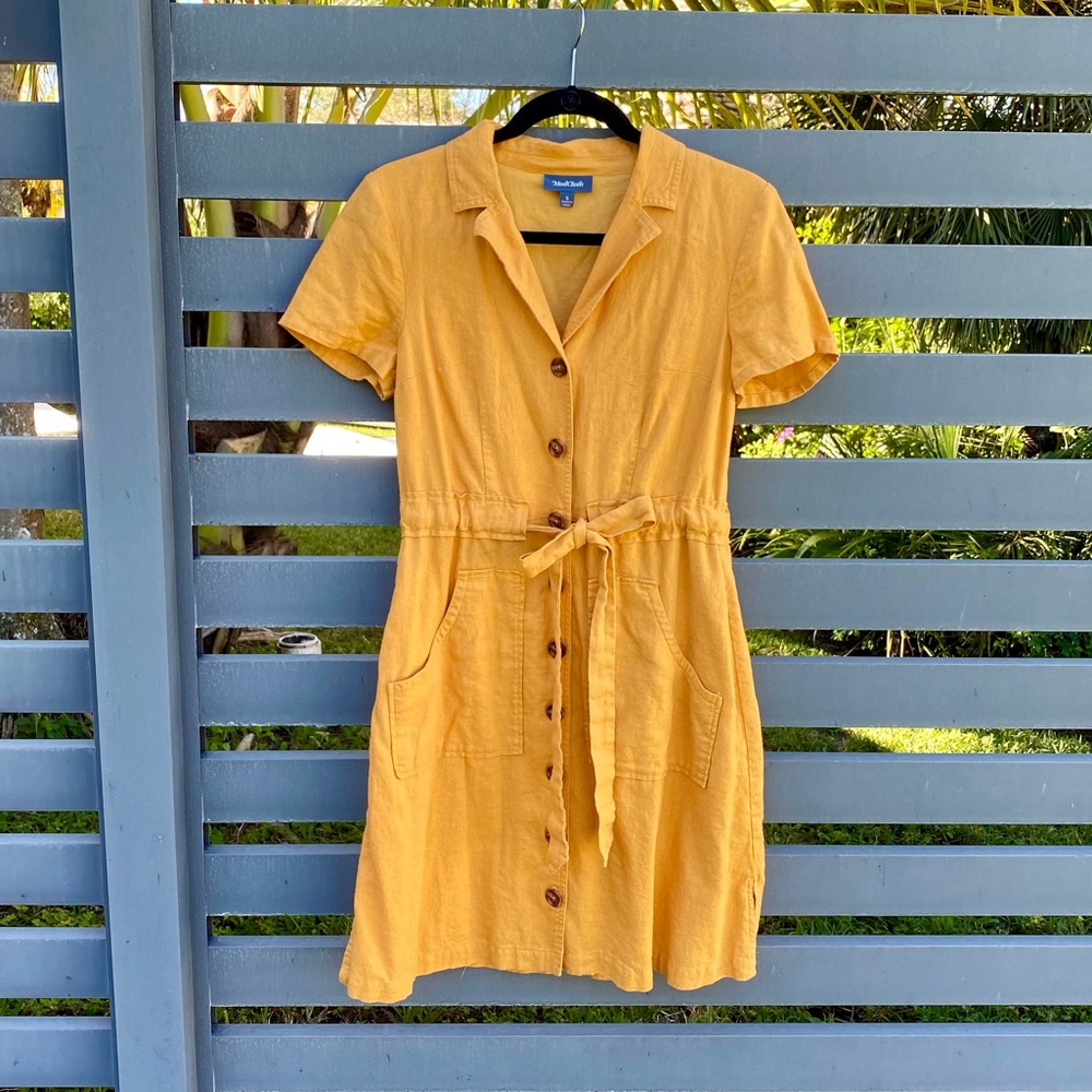 ModCloth Yellow Button-Front Midi Dress